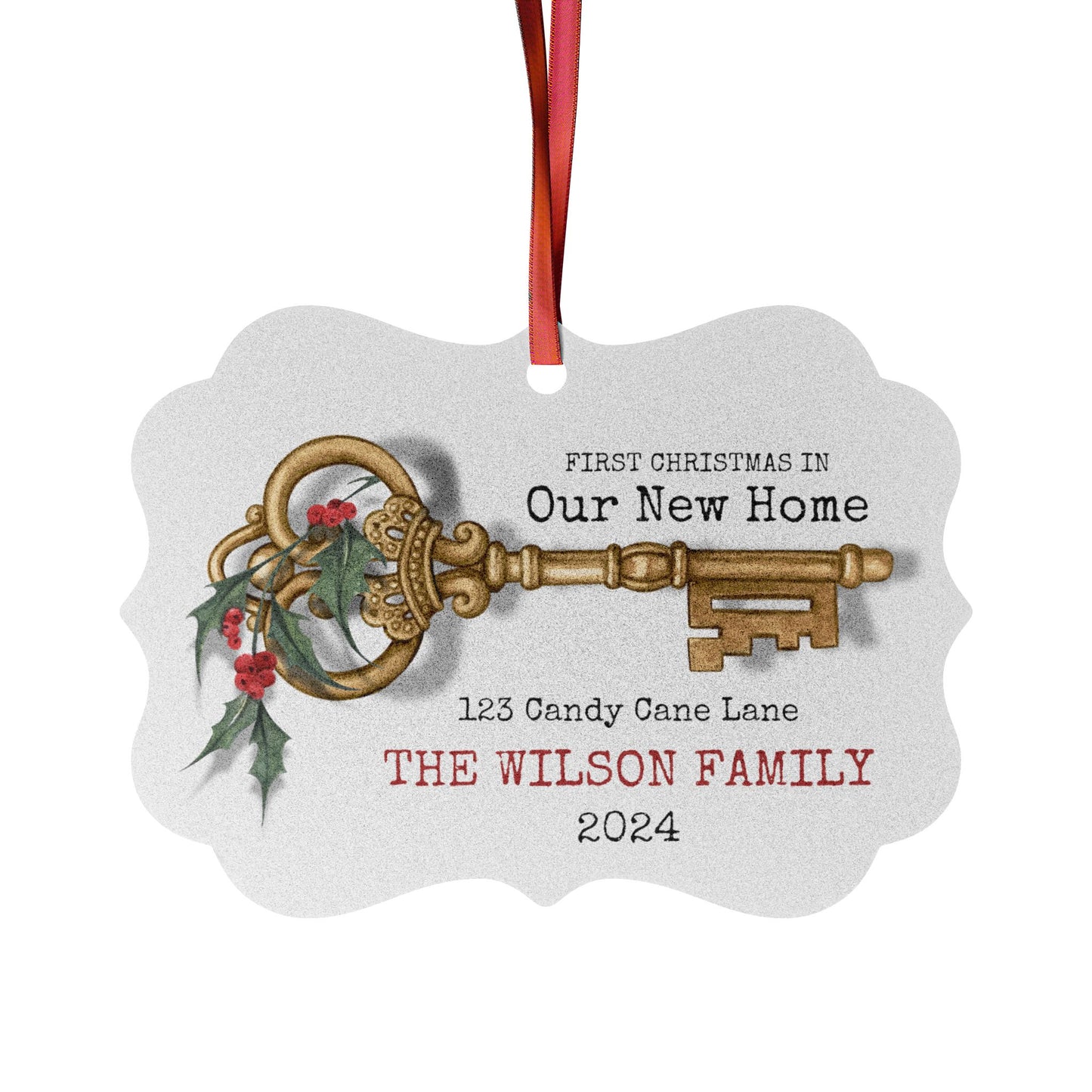 Personalized New Home Key Aluminum Ornament