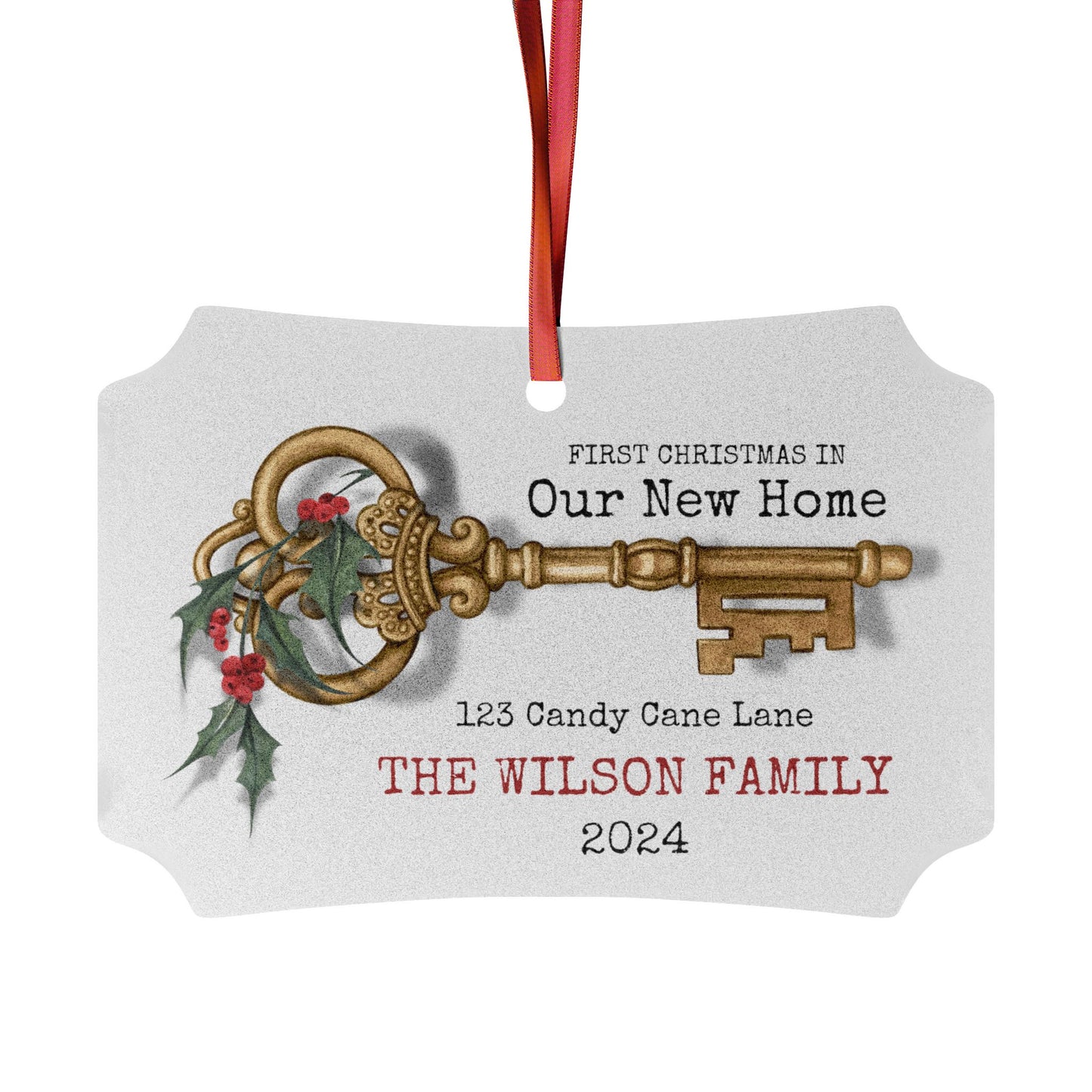 Personalized New Home Key Aluminum Ornament