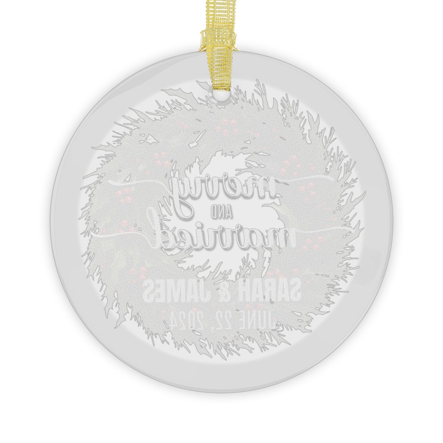 Personalized Merry & Married Glass Ornament