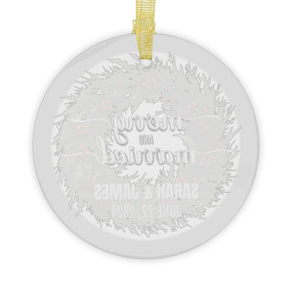 Personalized Merry & Married Glass Ornament