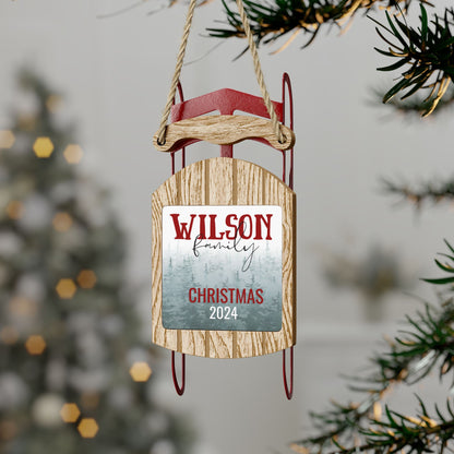 Personalized Forest Family Sled Ornament