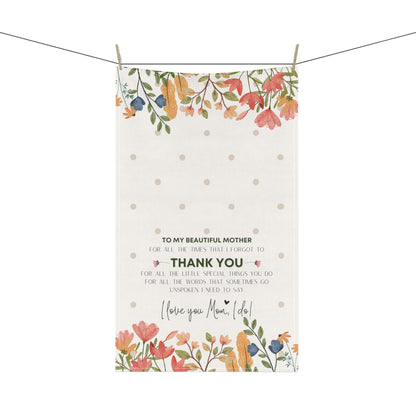 Mom Thank You Floral Dot Cotton Kitchen Towel