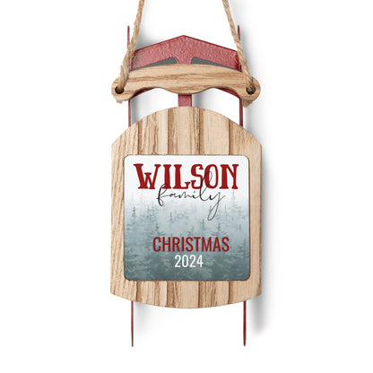 Personalized Forest Family Sled Ornament