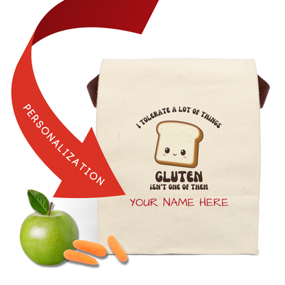 Personalized Gluten Intolerance Canvas Lunch Bag