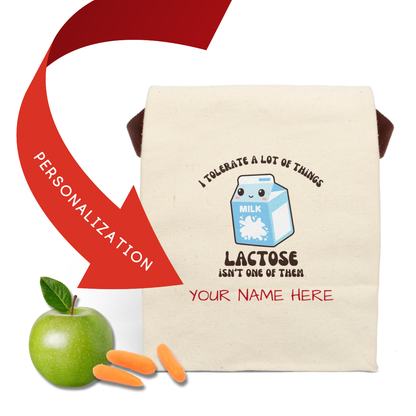 Personalized Lactose Intolerance Canvas Lunch Bag