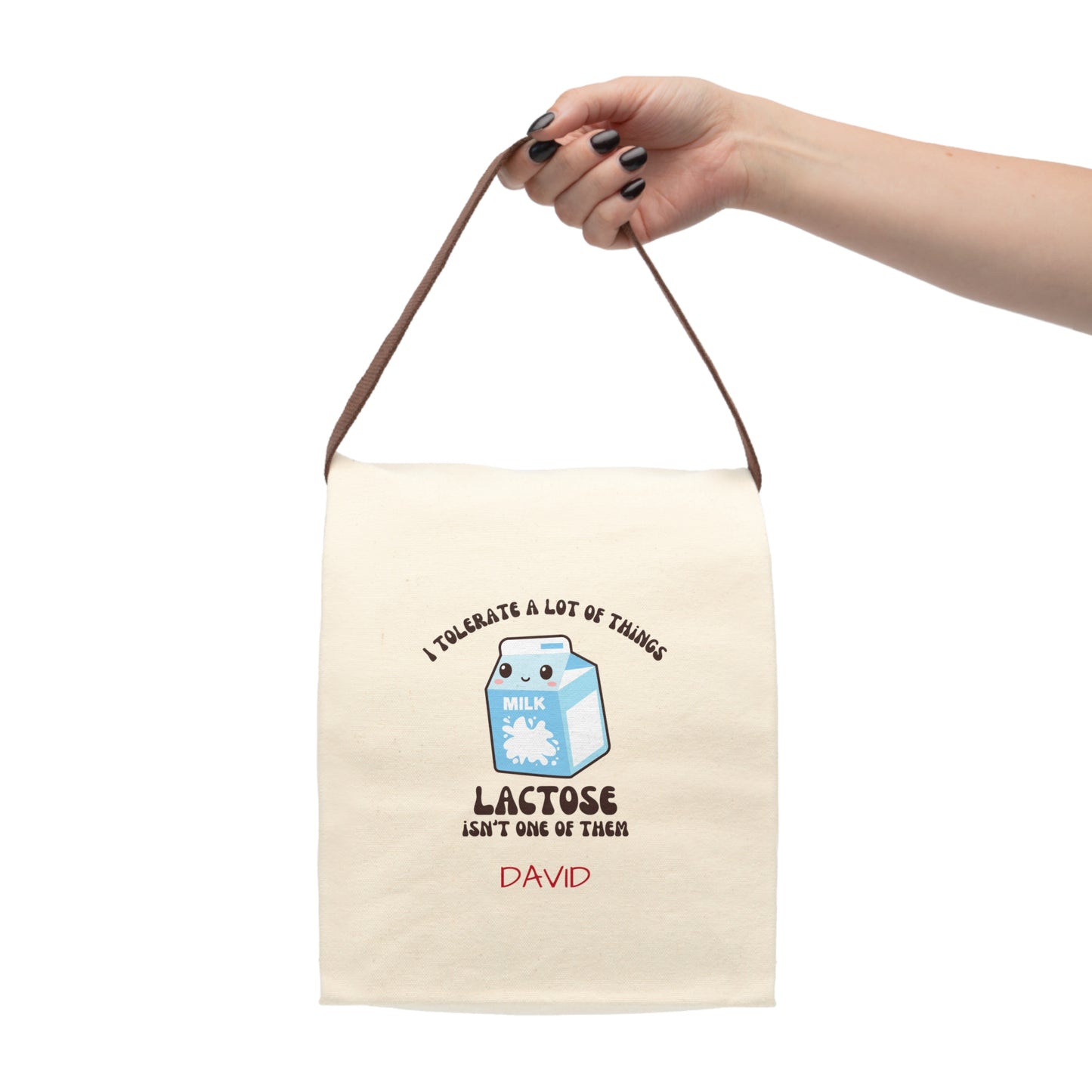 Personalized Lactose Intolerance Canvas Lunch Bag