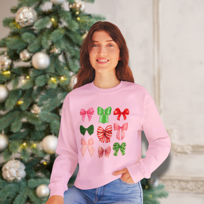 Christmas Coquette Bows Unisex Crewneck Sweatshirt